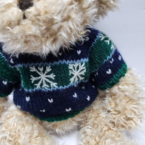 Vintage Yang Jee Winter Holiday Teddy Bear Plush Snowflake Sweater 14” - Picture 3 of 6